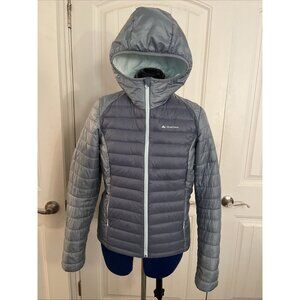 Quechua DECATHLON‎ Women’s Blue DOWN Puffer Jacket Coat Sz S Zip Thin But Warm